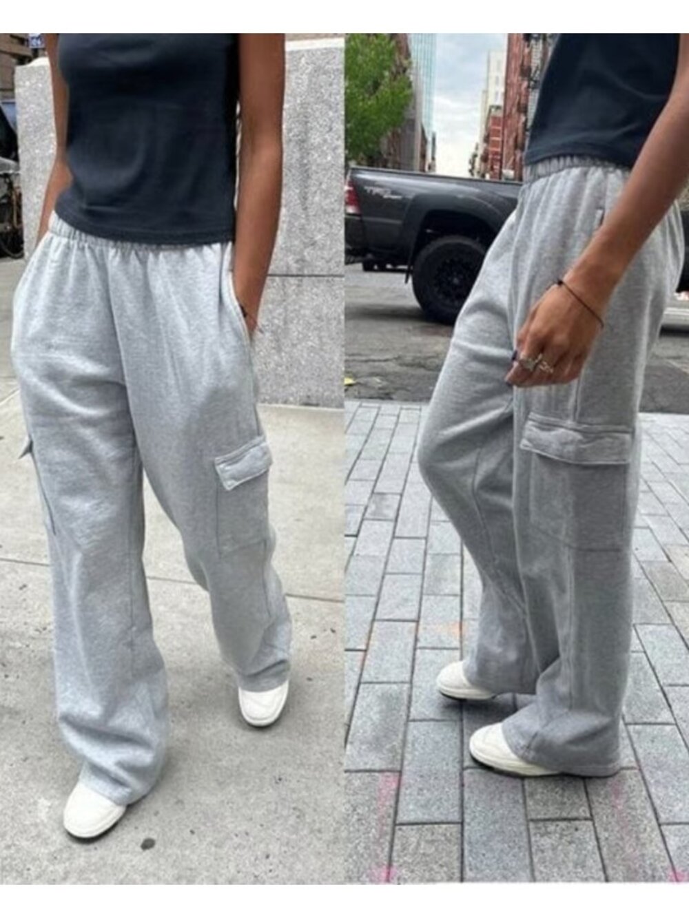 Brandy Melville Anastasia Soft Pocket Gray Baggy Cargo Sweatpants